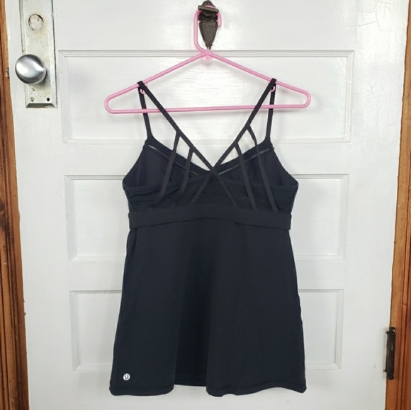 🌷SOLD🌷Lululemon Strappy Cage Bra Tank Cami▪︎Keyhole▪︎Mesh Inlays▪︎BLACK▪︎10 - Picture 6 of 11